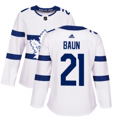 Women's Adidas Toronto Maple Leafs #21 Bobby Baun Authentic White 2018 Stadium Series NHL Jersey