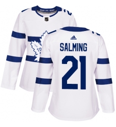 Women's Adidas Toronto Maple Leafs #21 Borje Salming Authentic White 2018 Stadium Series NHL Jersey