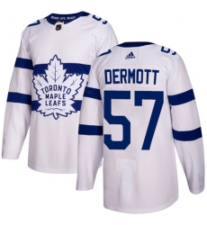 Men's Adidas Toronto Maple Leafs #57 Travis Dermott Authentic White 2018 Stadium Series NHL Jersey