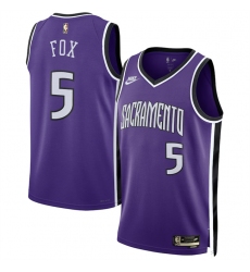 Men's Sacramento Kings #5 De'Aaron Fox Purple 2024-25 Classic Edition Swingman Stitched Basketball Jersey