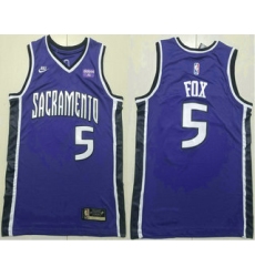 Men's Sacramento Kings #5 DeAaron Fox Purple 2024 City Edition Swingman Sponsor Stitched Jersey