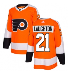 Men's Adidas Philadelphia Flyers #21 Scott Laughton Authentic Orange Home NHL Jersey