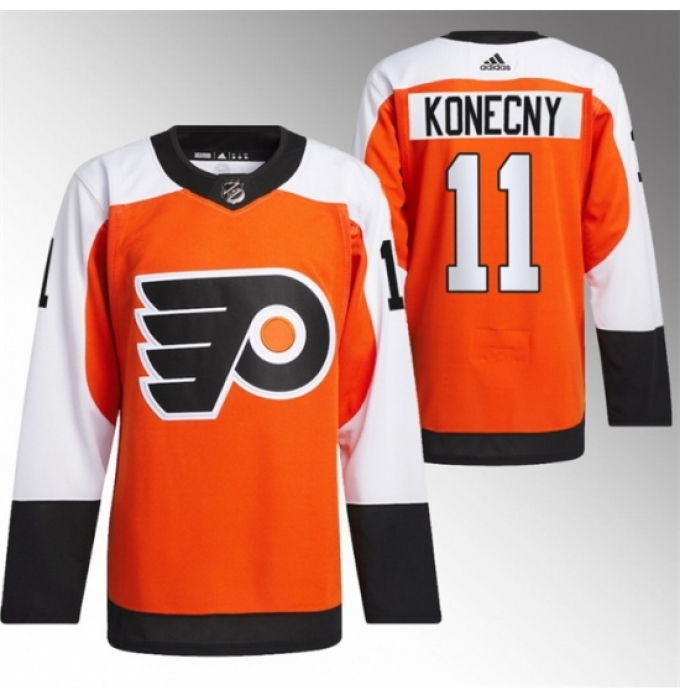 Men's Philadelphia Flyers #11 Travis Konecny 2023 24 Orange Stitched Jersey