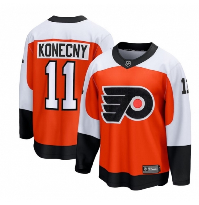 Men's Philadelphia Flyers #11 Travis Konecny Orange Stitched Jersey