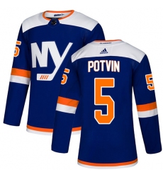 Men's Adidas New York Islanders #5 Denis Potvin Premier Blue Alternate NHL Jersey