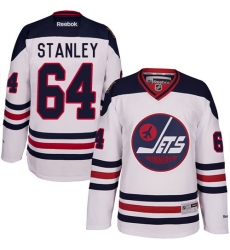 Men's Reebok Winnipeg Jets #64 Logan Stanley Authentic White 2016 Heritage Classic NHL Jersey