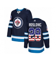 Youth Adidas Winnipeg Jets #28 Jack Roslovic Authentic Navy Blue USA Flag Fashion NHL Jersey