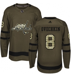 Men's Adidas Washington Capitals #8 Alex Ovechkin Authentic Green Salute to Service NHL Jersey