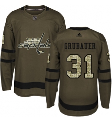 Youth Adidas Washington Capitals #31 Philipp Grubauer Authentic Green Salute to Service NHL Jersey