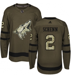 Youth Adidas Arizona Coyotes #2 Luke Schenn Premier Green Salute to Service NHL Jersey