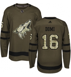 Youth Adidas Arizona Coyotes #16 Max Domi Authentic Green Salute to Service NHL Jersey