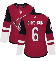 Women's Adidas Arizona Coyotes #6 Jakob Chychrun Premier Burgundy Red Home NHL Jersey