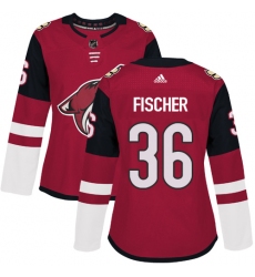 Women's Adidas Arizona Coyotes #36 Christian Fischer Authentic Burgundy Red Home NHL Jersey