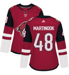 Women's Adidas Arizona Coyotes #48 Jordan Martinook Premier Burgundy Red Home NHL Jersey