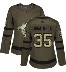 Women's Adidas Arizona Coyotes #35 Louis Domingue Authentic Green Salute to Service NHL Jersey