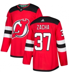 Men's Adidas New Jersey Devils #37 Pavel Zacha Authentic Red Home NHL Jersey