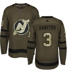 Men's Adidas New Jersey Devils #3 Ken Daneyko Authentic Green Salute to Service NHL Jersey