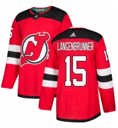 Youth Adidas New Jersey Devils #15 Jamie Langenbrunner Authentic Red Home NHL Jersey