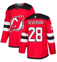 Men's Adidas New Jersey Devils #28 Damon Severson Premier Red Home NHL Jersey