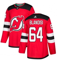 Men's Adidas New Jersey Devils #64 Joseph Blandisi Authentic Red Home NHL Jersey