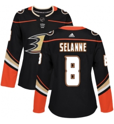 Women's Adidas Anaheim Ducks #8 Teemu Selanne Premier Black Home NHL Jersey