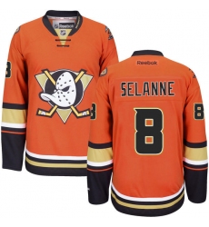 Women's Reebok Anaheim Ducks #8 Teemu Selanne Premier Orange Third NHL Jersey