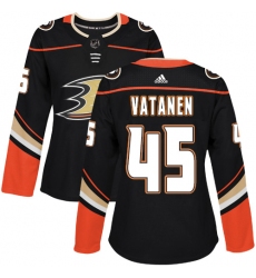 Women's Adidas Anaheim Ducks #45 Sami Vatanen Premier Black Home NHL Jersey