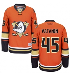 Women's Reebok Anaheim Ducks #45 Sami Vatanen Premier Orange Third NHL Jersey