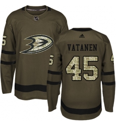 Youth Adidas Anaheim Ducks #45 Sami Vatanen Authentic Green Salute to Service NHL Jersey