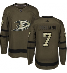 Men's Adidas Anaheim Ducks #7 Andrew Cogliano Premier Green Salute to Service NHL Jersey