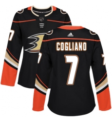 Women's Adidas Anaheim Ducks #7 Andrew Cogliano Authentic Black Home NHL Jersey