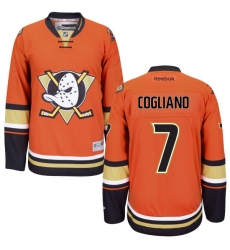 Women's Reebok Anaheim Ducks #7 Andrew Cogliano Premier Orange Third NHL Jersey