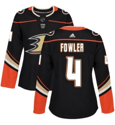 Women's Adidas Anaheim Ducks #4 Cam Fowler Authentic Black Home NHL Jersey