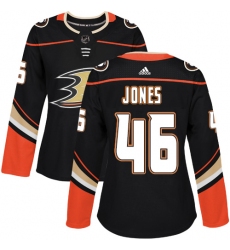 Women's Adidas Anaheim Ducks #46 Max Jones Authentic Black Home NHL Jersey