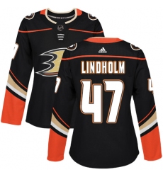 Women's Adidas Anaheim Ducks #47 Hampus Lindholm Authentic Black Home NHL Jersey