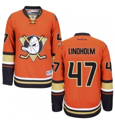 Youth Reebok Anaheim Ducks #47 Hampus Lindholm Premier Orange Third NHL Jersey