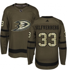 Men's Adidas Anaheim Ducks #33 Jakob Silfverberg Premier Green Salute to Service NHL Jersey