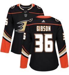 Women's Adidas Anaheim Ducks #36 John Gibson Premier Black Home NHL Jersey