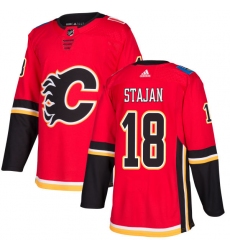 Men's Adidas Calgary Flames #18 Matt Stajan Authentic Red Home NHL Jersey