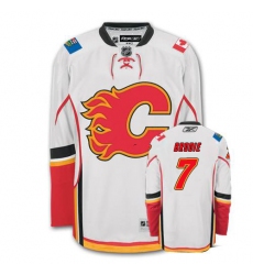 Youth Reebok Calgary Flames #7 TJ Brodie Authentic White Away NHL Jersey