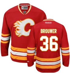 Women's Reebok Calgary Flames #36 Troy Brouwer Authentic Red Third NHL Jersey