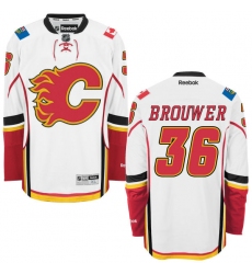 Women's Reebok Calgary Flames #36 Troy Brouwer Authentic White Away NHL Jersey