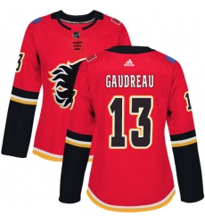 Women's Adidas Calgary Flames #13 Johnny Gaudreau Premier Red Home NHL Jersey