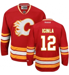 Women's Reebok Calgary Flames #12 Jarome Iginla Authentic Red Third NHL Jersey