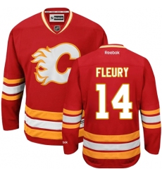 Women's Reebok Calgary Flames #14 Theoren Fleury Premier Red Third NHL Jersey