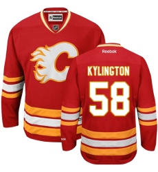 Women's Reebok Calgary Flames #58 Oliver Kylington Authentic Red Third NHL Jersey