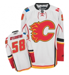 Women's Reebok Calgary Flames #58 Oliver Kylington Authentic White Away NHL Jersey