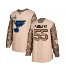 Men's St. Louis Blues #55 Colton Parayko Authentic Camo Veterans Day Practice 2019 Stanley Cup Champions Hockey Jersey