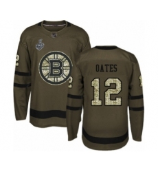 Men's Boston Bruins #12 Adam Oates Authentic Green Salute to Service 2019 Stanley Cup Final Bound Hockey Jersey