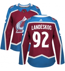 Women's Adidas Colorado Avalanche #92 Gabriel Landeskog Authentic Burgundy Red Home NHL Jersey